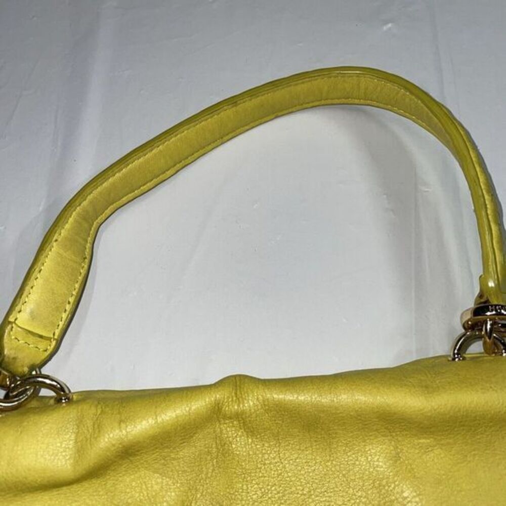 Henri Bendel‎ Bright Yellow Leather Crossbody Bag  Handbag 11"x11" - Picture 13 of 14
